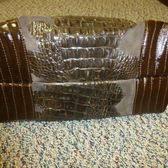 Nuovedive  Chocolate Brown Handbag Genuine Leather Embossed - Picture 4 of 6